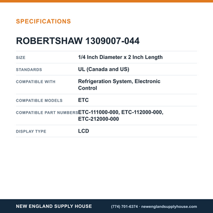 Robertshaw 1309007-044 Refrigeration Thermister Sensor specifications — New England Supply House [NESH-SPECTABLE-V1]