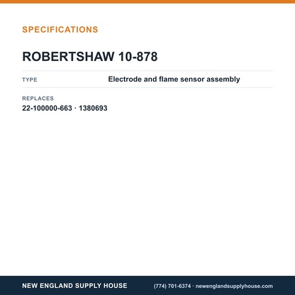 Robertshaw 10-878 Electrode/Sensor Assembly specifications — New England Supply House [NESH-SPECTABLE-V1]