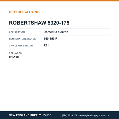 Robertshaw 5320-175 Thermostat specifications — New England Supply House [NESH-SPECTABLE-V1]