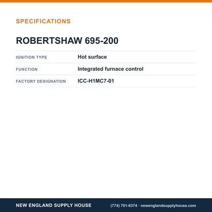 Robertshaw 695-200 Integrated Furnace Control specifications — New England Supply House [NESH-SPECTABLE-V1]