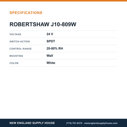 Robertshaw J10-809W Dehumidistat specifications — New England Supply House [NESH-SPECTABLE-V1]