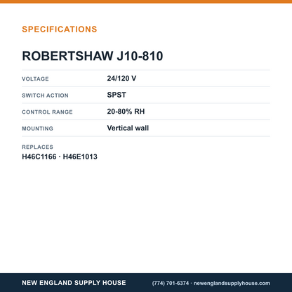 Robertshaw J10-810 Dehumidistat specifications — New England Supply House [NESH-SPECTABLE-V1]