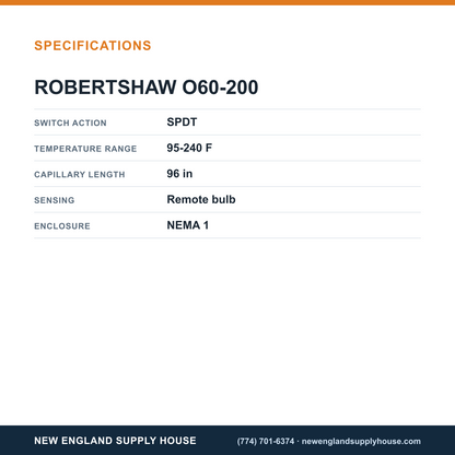 Robertshaw O60-200 Temperature Control specifications — New England Supply House [NESH-SPECTABLE-V1]