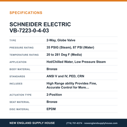Schneider Electric VB-7223-0-4-03 Globe Valve Body specifications — New England Supply House [NESH-SPECTABLE-V1]