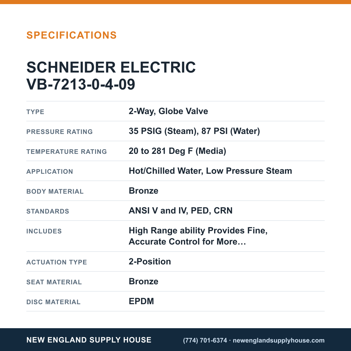 Schneider Electric VB-7213-0-4-09 Globe Valve Body specifications — New England Supply House [NESH-SPECTABLE-V1]