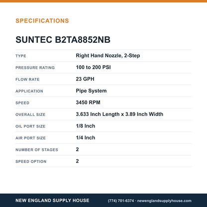 SunTec B2TA8852NB Fuel Pump specifications — New England Supply House [NESH-SPECTABLE-V1]