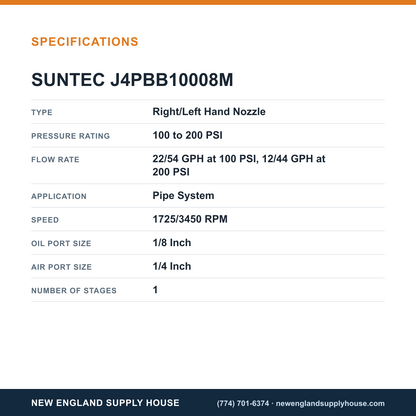 SunTec J4PBB10008M Fuel Pump specifications — New England Supply House [NESH-SPECTABLE-V1]