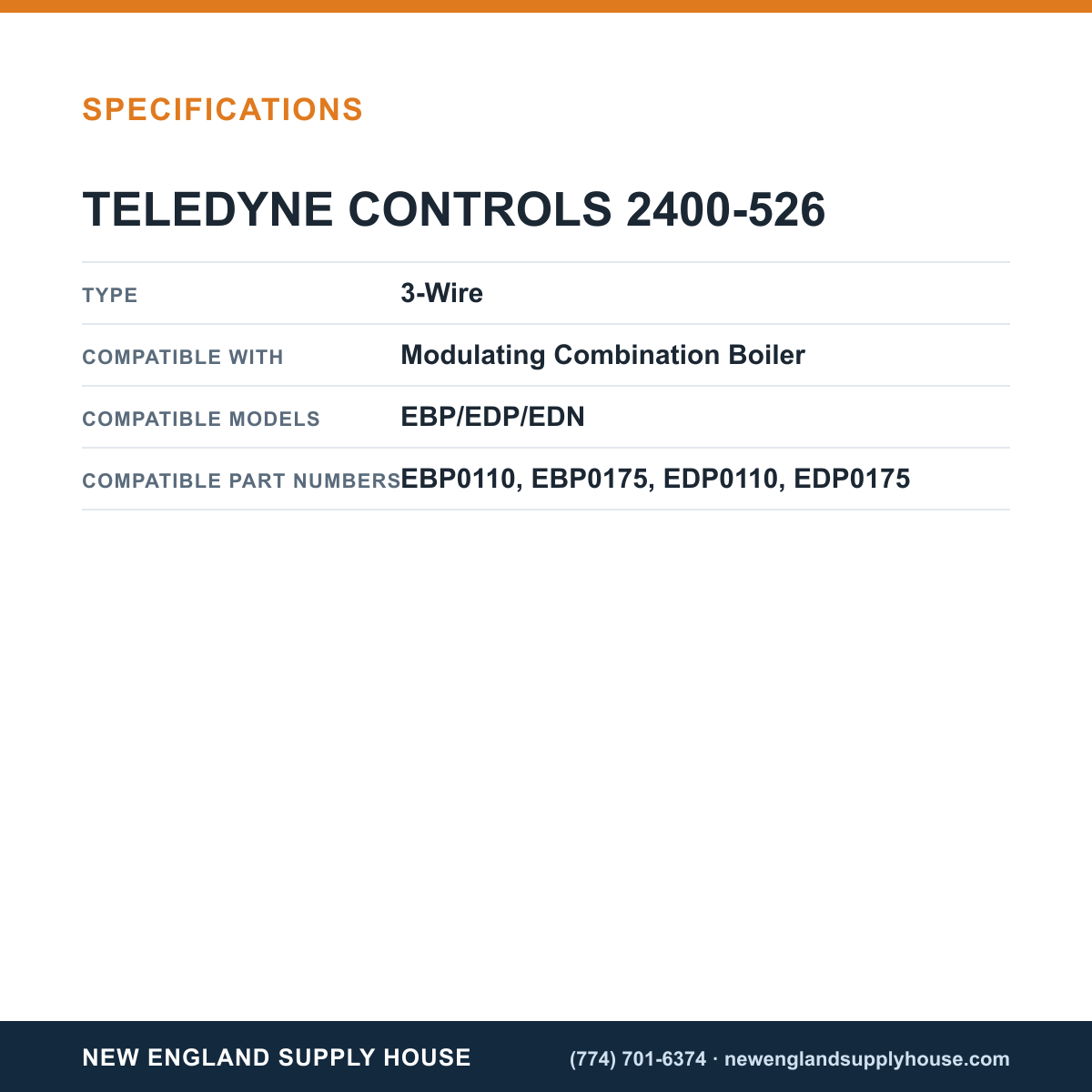 Teledyne Laars 2400-526 Boiler Igniter/Flame Sensor specifications — New England Supply House [NESH-SPECTABLE-V1]