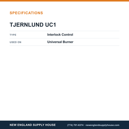 Tjernlund UC1 Universal Burner Interlock Control specifications — New England Supply House [NESH-SPECTABLE-V1]