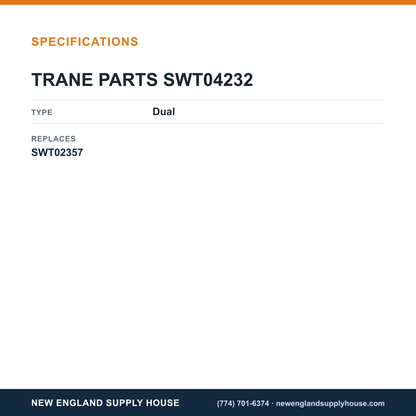 Trane Parts SWT04232 Dual Pressure Switch specifications — New England Supply House [NESH-SPECTABLE-V1]