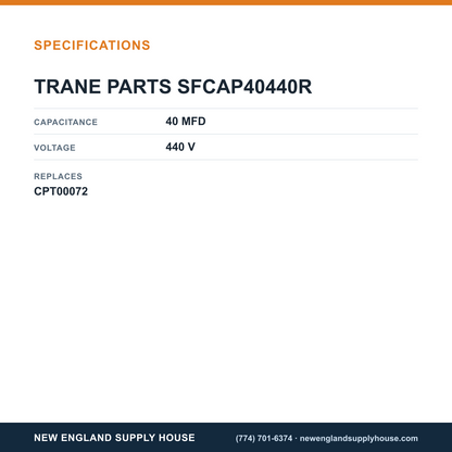 Trane Parts SFCAP40440R Capacitor specifications — New England Supply House [NESH-SPECTABLE-V1]