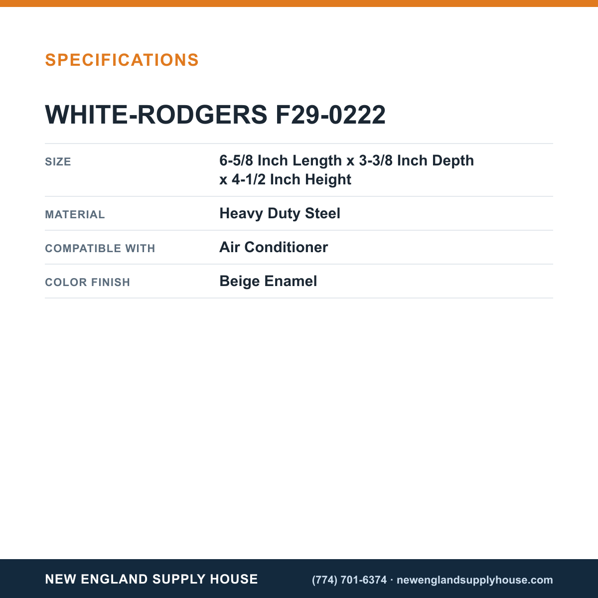 White-Rodgers F29-0222 Air Conditioner Thermostat Guard specifications — New England Supply House [NESH-SPECTABLE-V1]