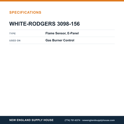 White-Rodgers 3098-156 Gas Burner Control Flame Sensor specifications — New England Supply House [NESH-SPECTABLE-V1]