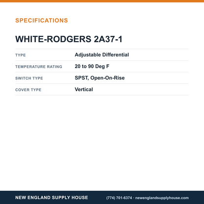 White-Rodgers 2A37-1 Thermostat specifications — New England Supply House [NESH-SPECTABLE-V1]
