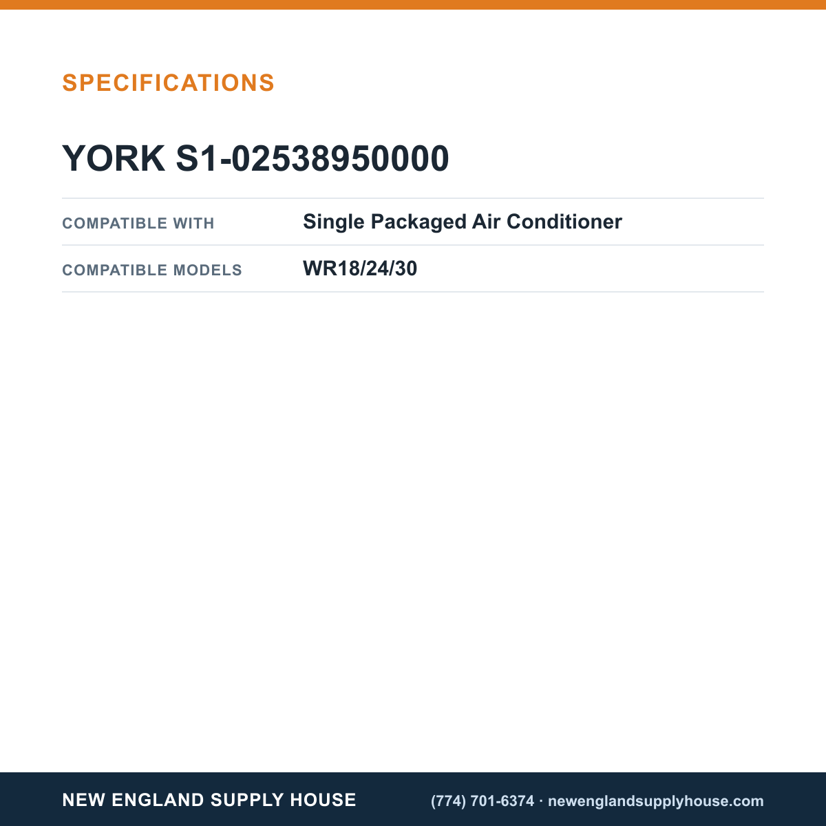 York Parts S1-02538950000 Air Conditioner Flame Sensor specifications — New England Supply House [NESH-SPECTABLE-V1]