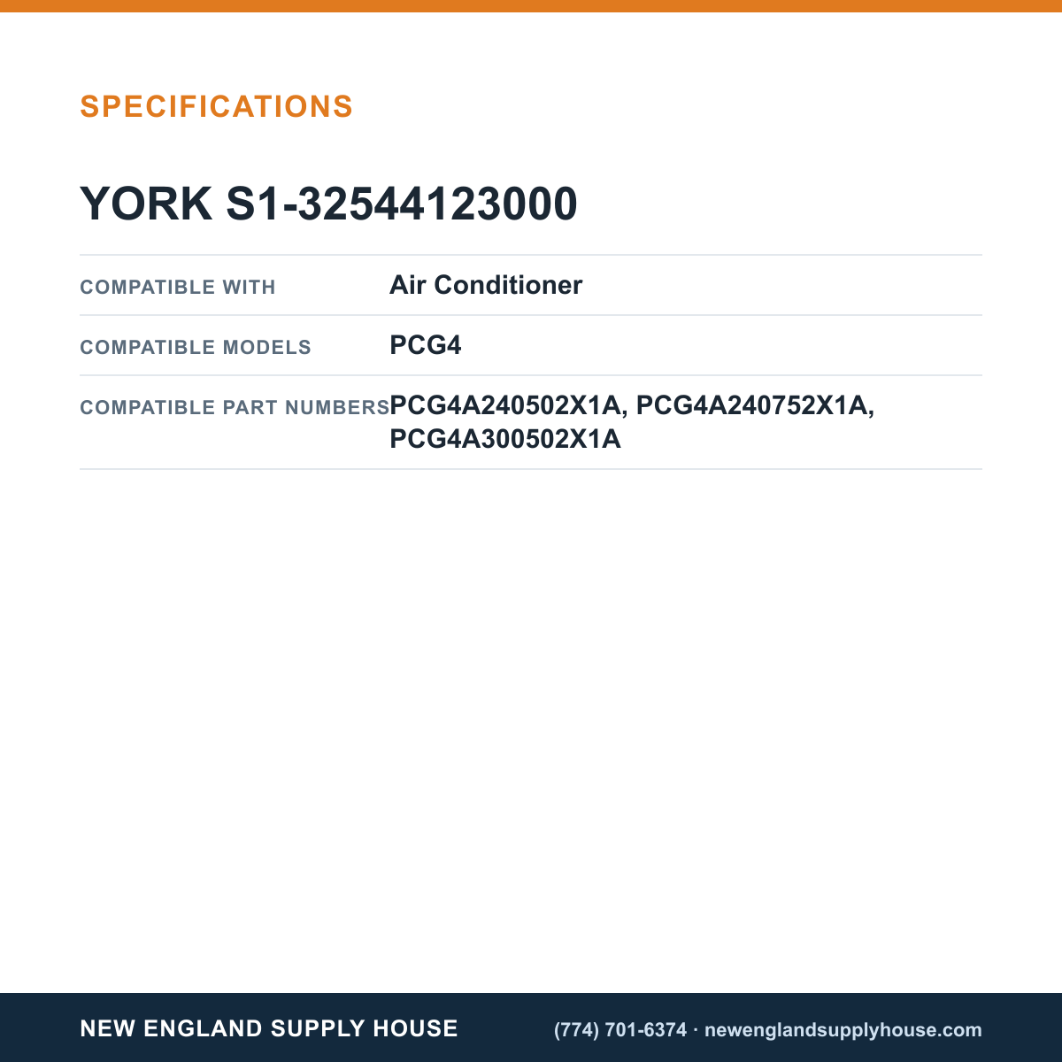 York Parts S1-32544123000 Air Conditioner Gas Valve Kit specifications — New England Supply House [NESH-SPECTABLE-V1]