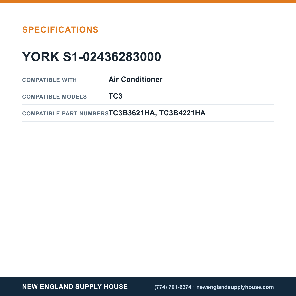 York Parts S1-02436283000 Air Conditioner Start Capacitor specifications — New England Supply House [NESH-SPECTABLE-V1]