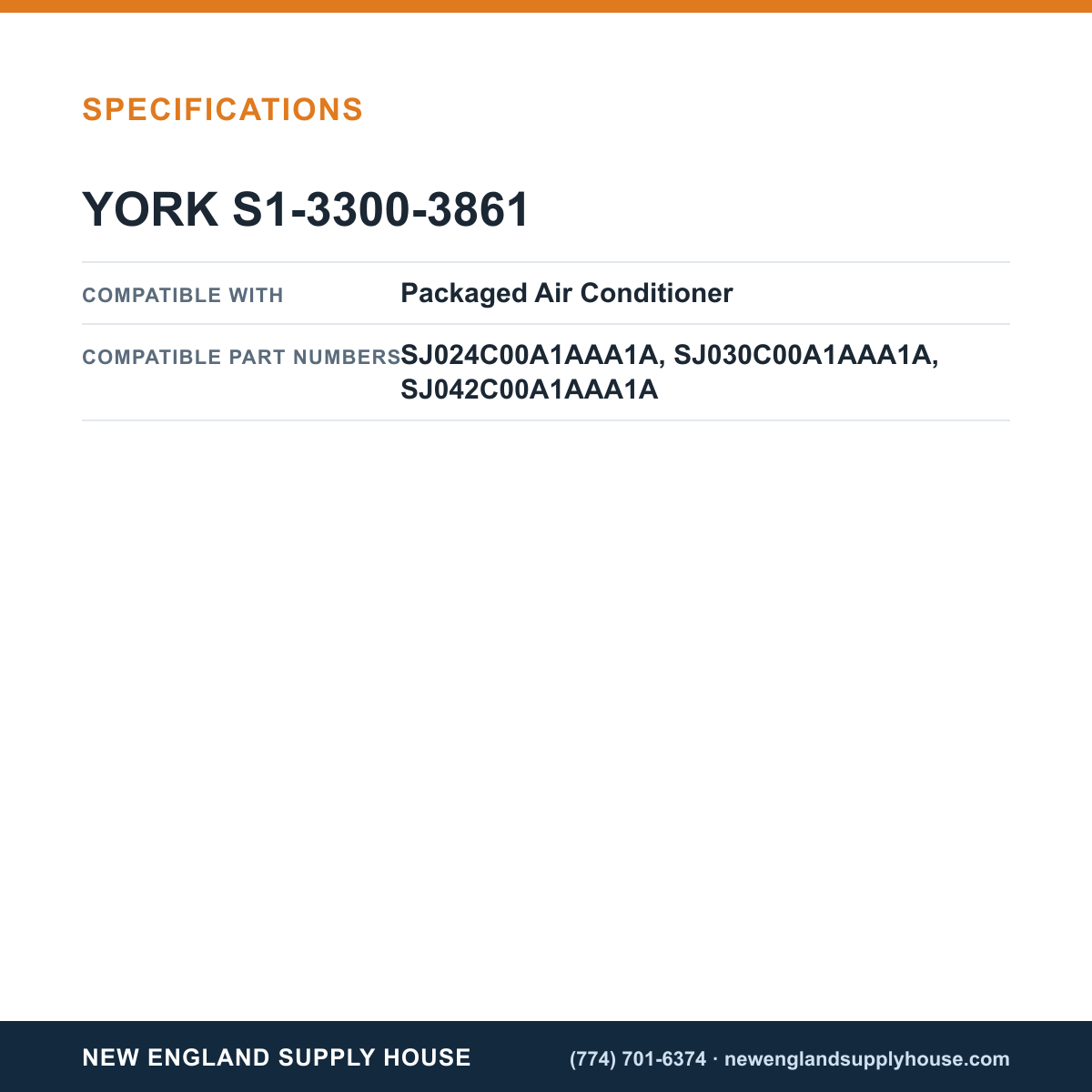York Parts S1-3300-3861 Air Conditioner Transformer specifications — New England Supply House [NESH-SPECTABLE-V1]