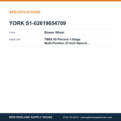 York Parts S1-02619654709 Gas Furnace Blower Wheel specifications — New England Supply House [NESH-SPECTABLE-V1]