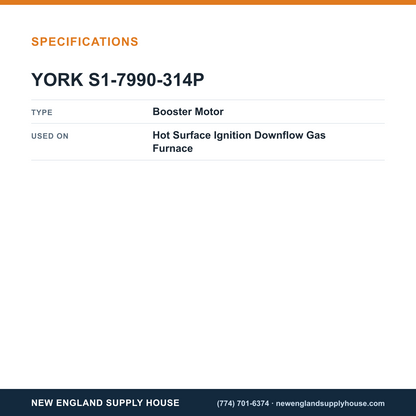 York Parts S1-7990-314P Gas Furnace Booster Motor specifications — New England Supply House [NESH-SPECTABLE-V1]