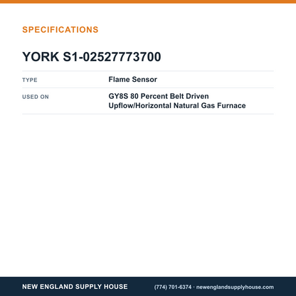 York Parts S1-02527773700 Gas Furnace Flame Sensor specifications — New England Supply House [NESH-SPECTABLE-V1]