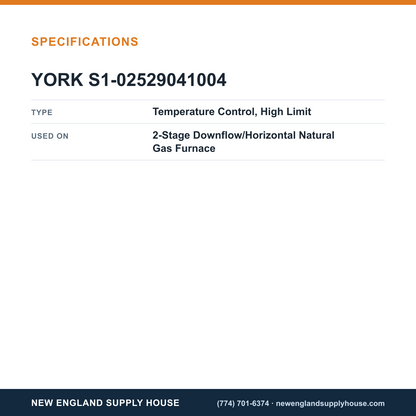 York Parts S1-02529041004 Gas Furnace Temperature Control specifications — New England Supply House [NESH-SPECTABLE-V1]