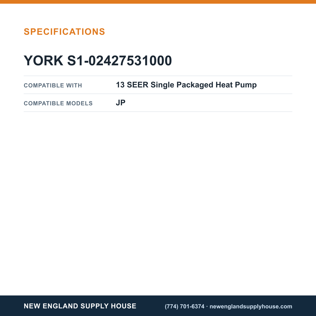 York Parts S1-02427531000 Heat Pump Contactor specifications — New England Supply House [NESH-SPECTABLE-V1]