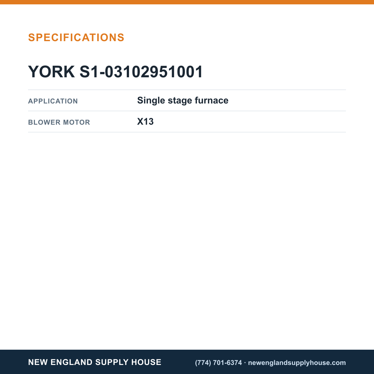 York Parts S1-03102951001 Control Board specifications — New England Supply House [NESH-SPECTABLE-V1]
