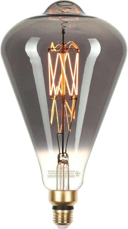 Vintage Oversized LED Edison Bulbs 40W Equivalent, Decorative Dimmable LED M-Type Filaments Bulbs with Smoke Glass, 2200K Warm White, E26 Base, 7W, 350LM, ST164