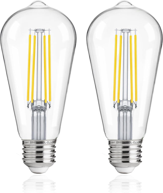 Dusk to Dawn Outdoor Sensor ST19 LED Light Bulb, 8W (100W Eqv.), 1400LM,Vintage Filament E26 Base, Auto On/Off Photocell Automatic for Energy-Efficient Outdoor Lighting, 5000K Soft White, 2Pack