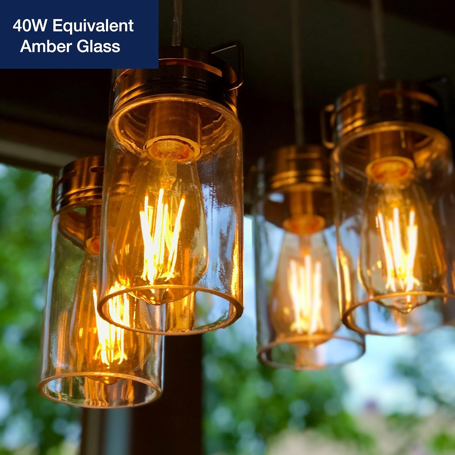 ST19 LED Edison Bulbs - 2200K Warm White, Amber Glass, 4W (40W Equivalent), Dimmable, CRI90+, 400LM, E26 Base, Energy-Efficient Vintage Light for Pendant Fixtures & Indoor Use - 4 Pack
