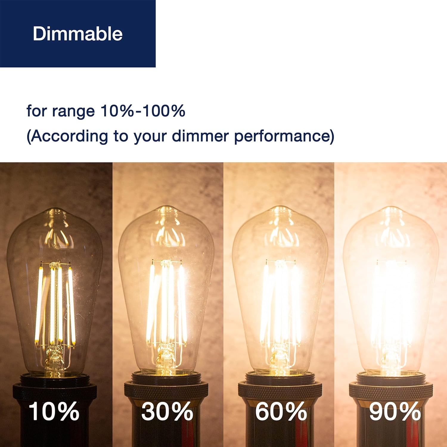 ST19 LED Edison Bulbs - 2200K Warm White, Amber Glass, 4W (40W Equivalent), Dimmable, CRI90+, 400LM, E26 Base, Energy-Efficient Vintage Light for Pendant Fixtures & Indoor Use - 4 Pack