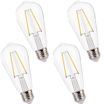 ST19 LED Edison Bulbs for String Lights - 2700K Soft White, 2W (25W Equivalent), 180LM, E26 Base, Non-Dimmable, Energy-Efficient Outdoor Lighting for Patio, Garden, Gazebos & Events - 4 Pack