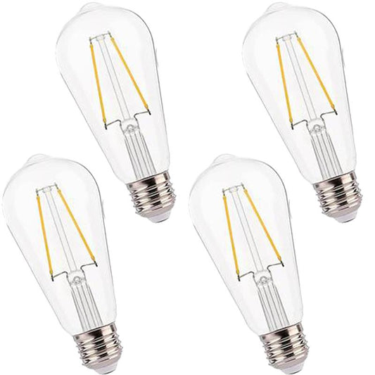 ST19 LED Edison Bulbs for String Lights - 2700K Soft White, 2W (25W Equivalent), 180LM, E26 Base, Non-Dimmable, Energy-Efficient Outdoor Lighting for Patio, Garden, Gazebos & Events - 4 Pack