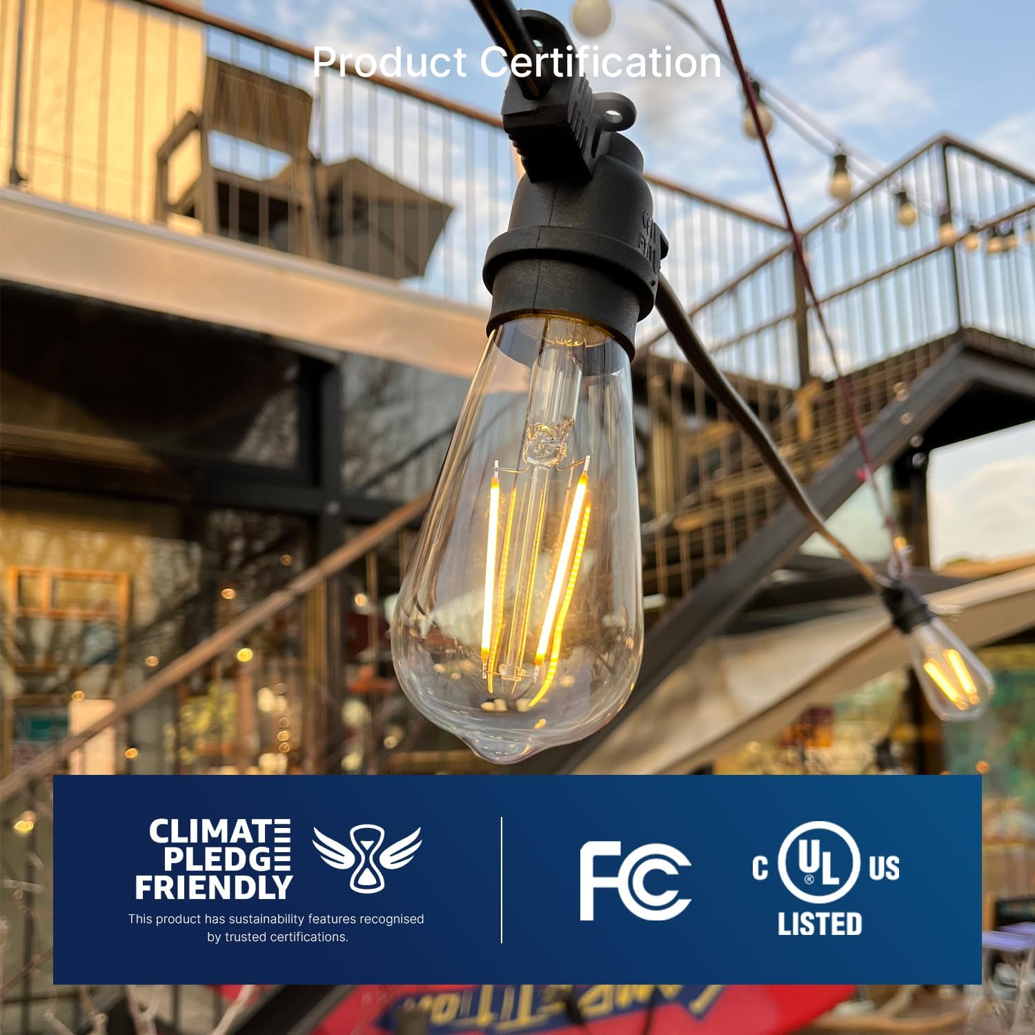 ST19 LED Edison Bulbs for String Lights - 2700K Soft White, 2W (25W Equivalent), 180LM, E26 Base, Non-Dimmable, Energy-Efficient Outdoor Lighting for Patio, Garden, Gazebos & Events - 4 Pack