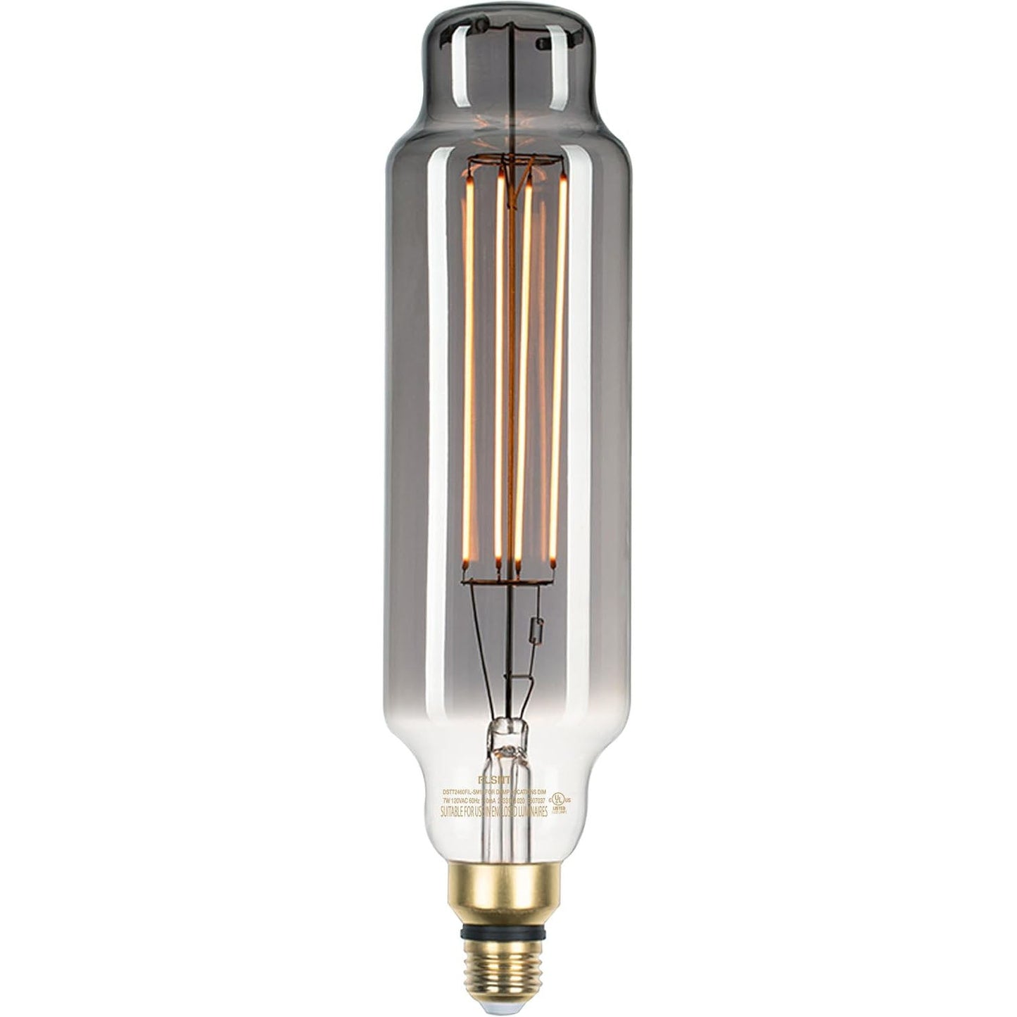 Vintage Large LED Edison Bulbs 25W Equivalent, Decorative Dimmable Tube LED Bulbs with Smoke Glass, 1800K Warm White, E26 Base, 7W 200LM, 82 High CRI, TT80/T24