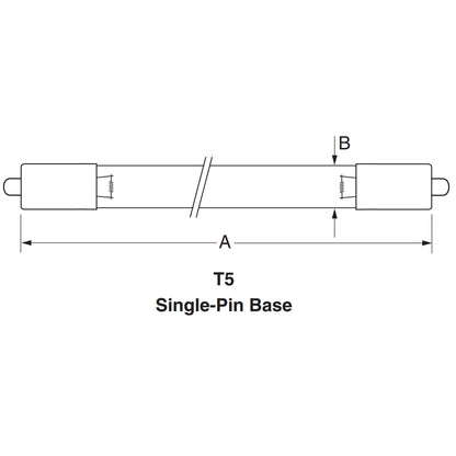 Ushio America G10T5L 3000338 Low Pressure Mercury Arc UV Lamp, T5 16W, Single Pin Base, 357.0mm, 253.7nm UV-C