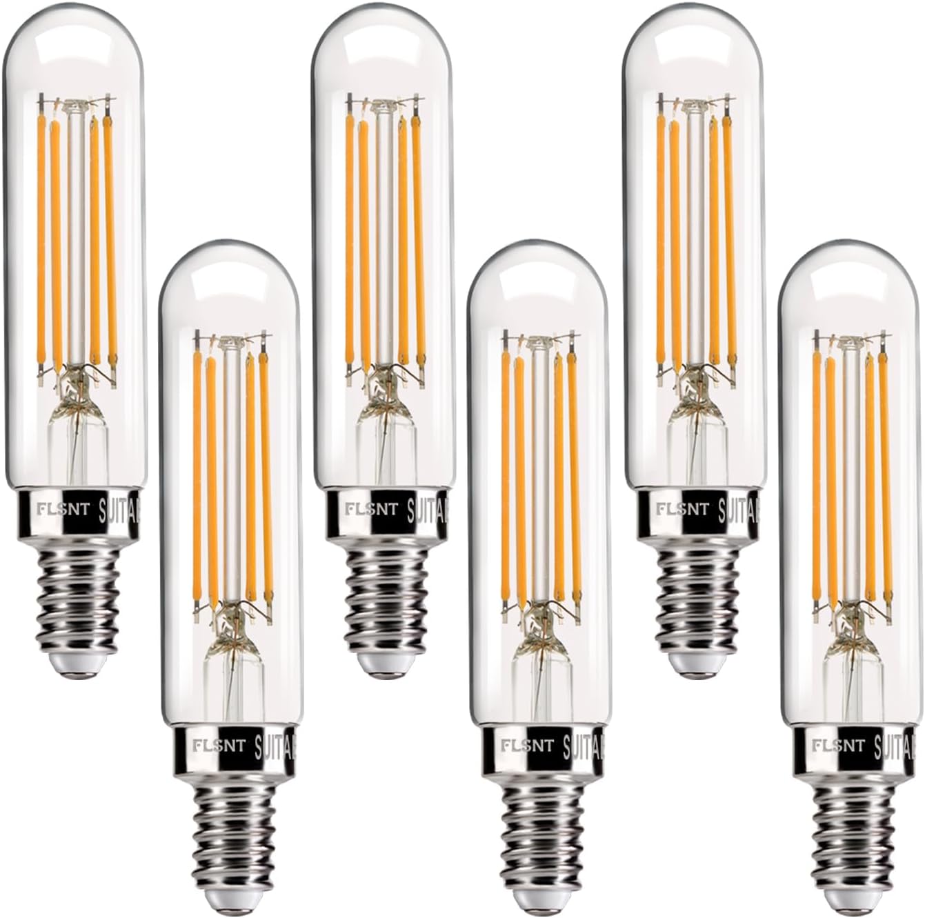 60W Equivalent Candelabra LED Bulbs - Dimmable T6/T25 LED Light Bulbs, 2700K Soft White, 5.5W (550LM), E12 Base, CRI90, Energy-Efficient Lighting for Chandeliers & Indoor Fixtures - 6 Pack