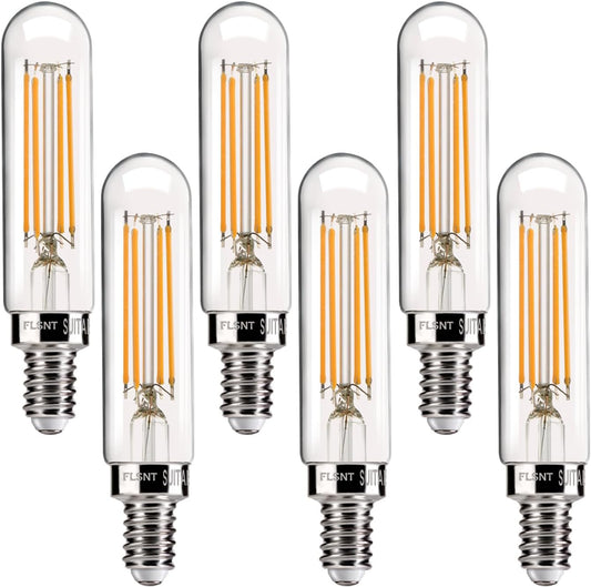 60W Equivalent Candelabra LED Bulbs - Dimmable T6/T25 LED Light Bulbs, 2700K Soft White, 5.5W (550LM), E12 Base, CRI90, Energy-Efficient Lighting for Chandeliers & Indoor Fixtures - 6 Pack